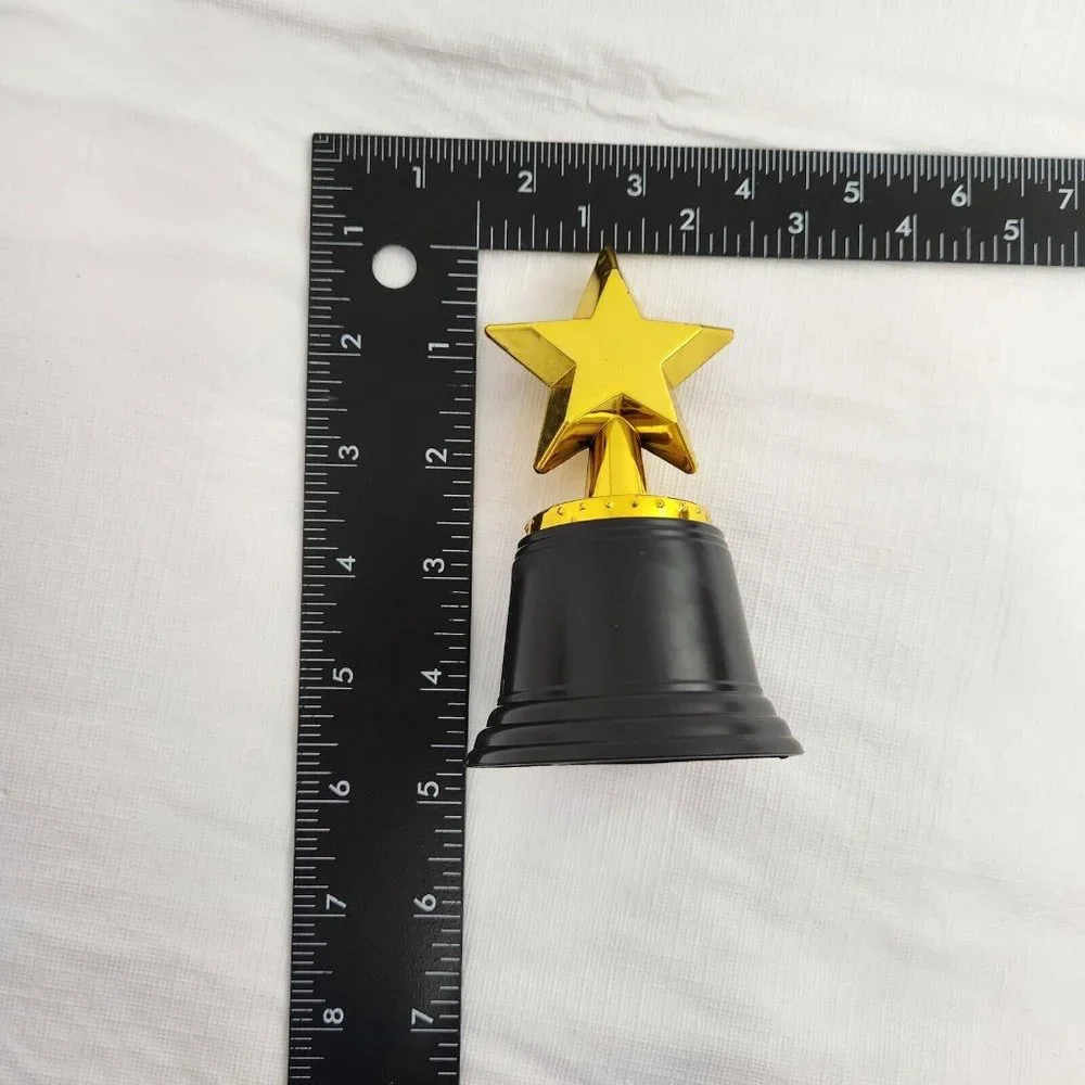 Star Trophies Black Gold Plastic awards Set Of 12